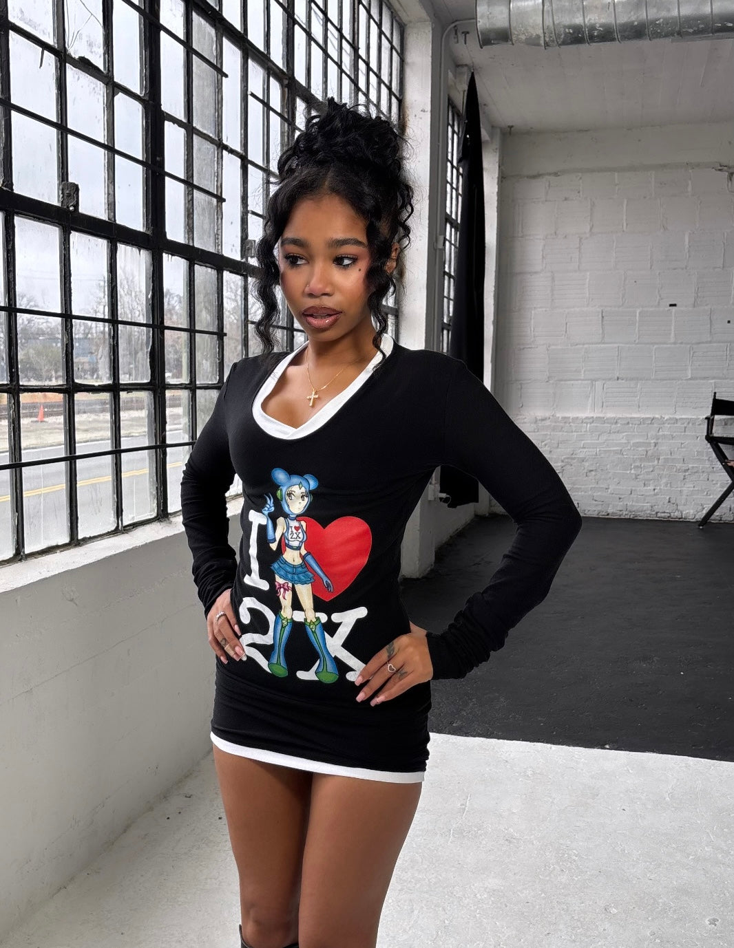 'I ❤️ 2X' Mini Dress - Black