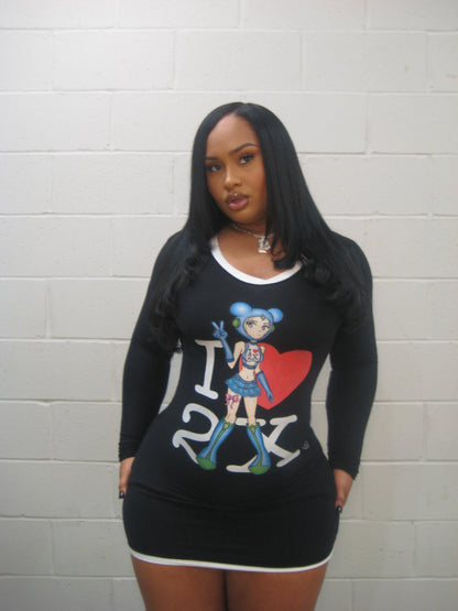 'I ❤️ 2X' Mini Dress - Black